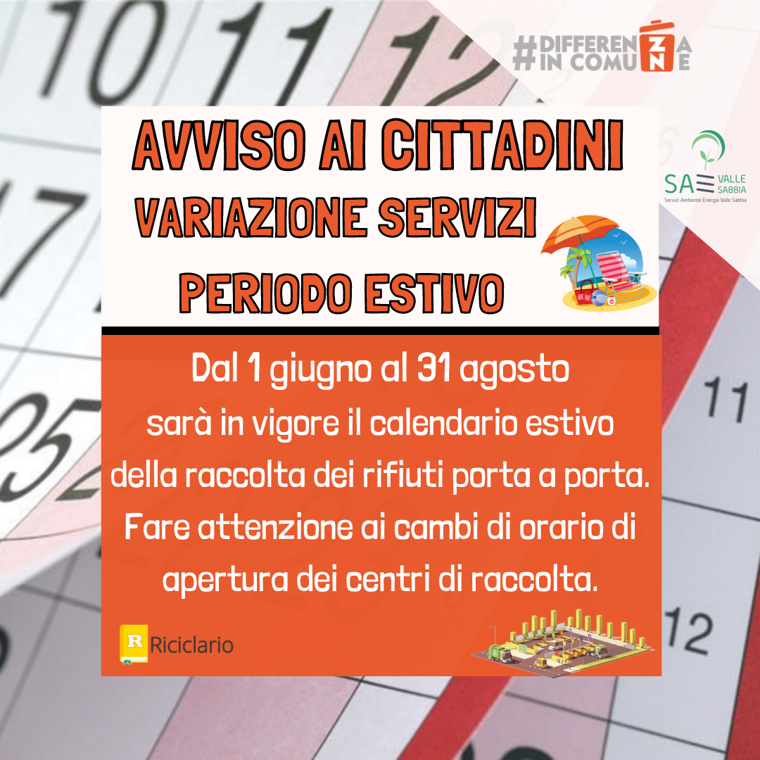 COMUNICAZIONE - Attenzione variazione periodo estivo (2)