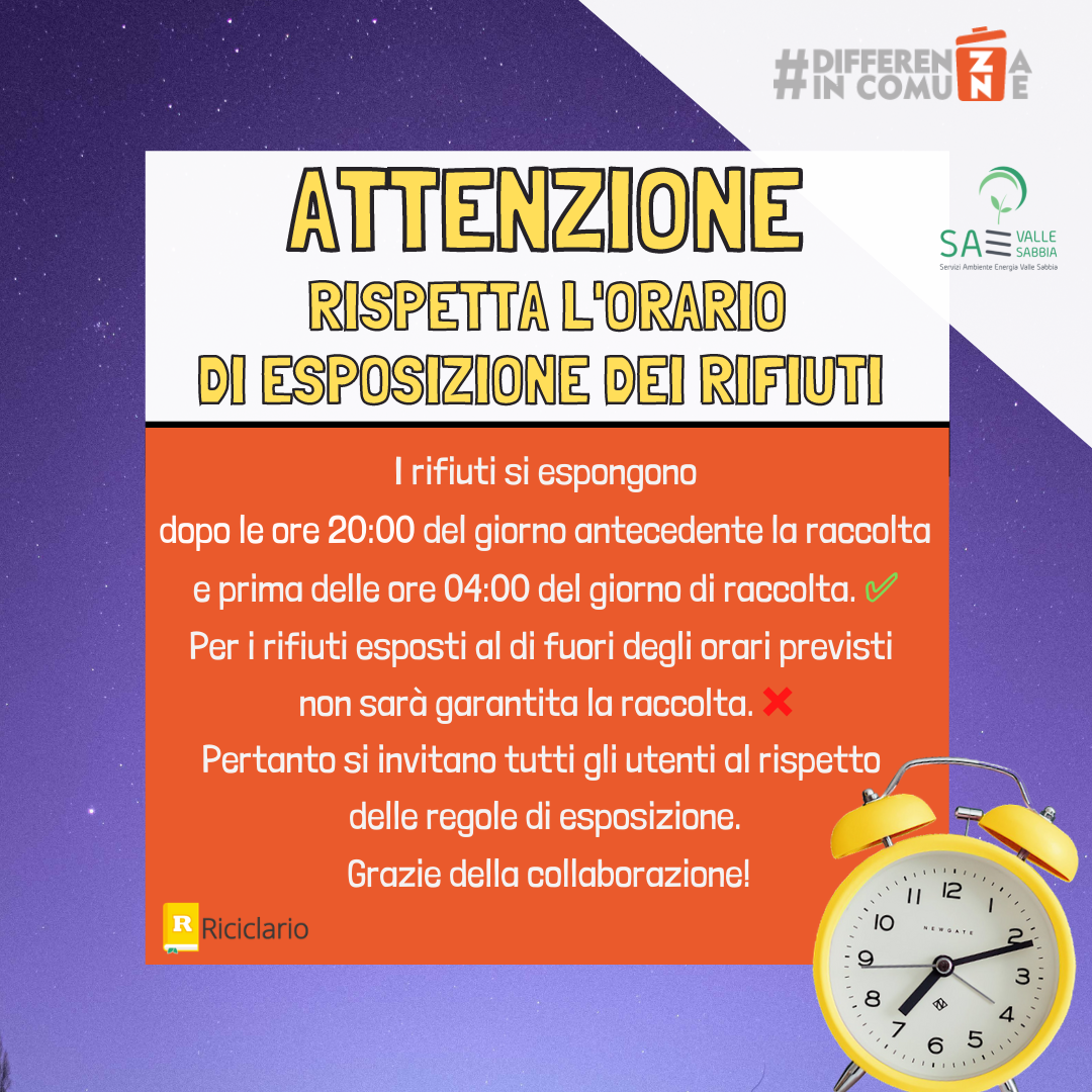 Attenzione! È importante rispettare gli orari di esposizione dei rifiuti (3)