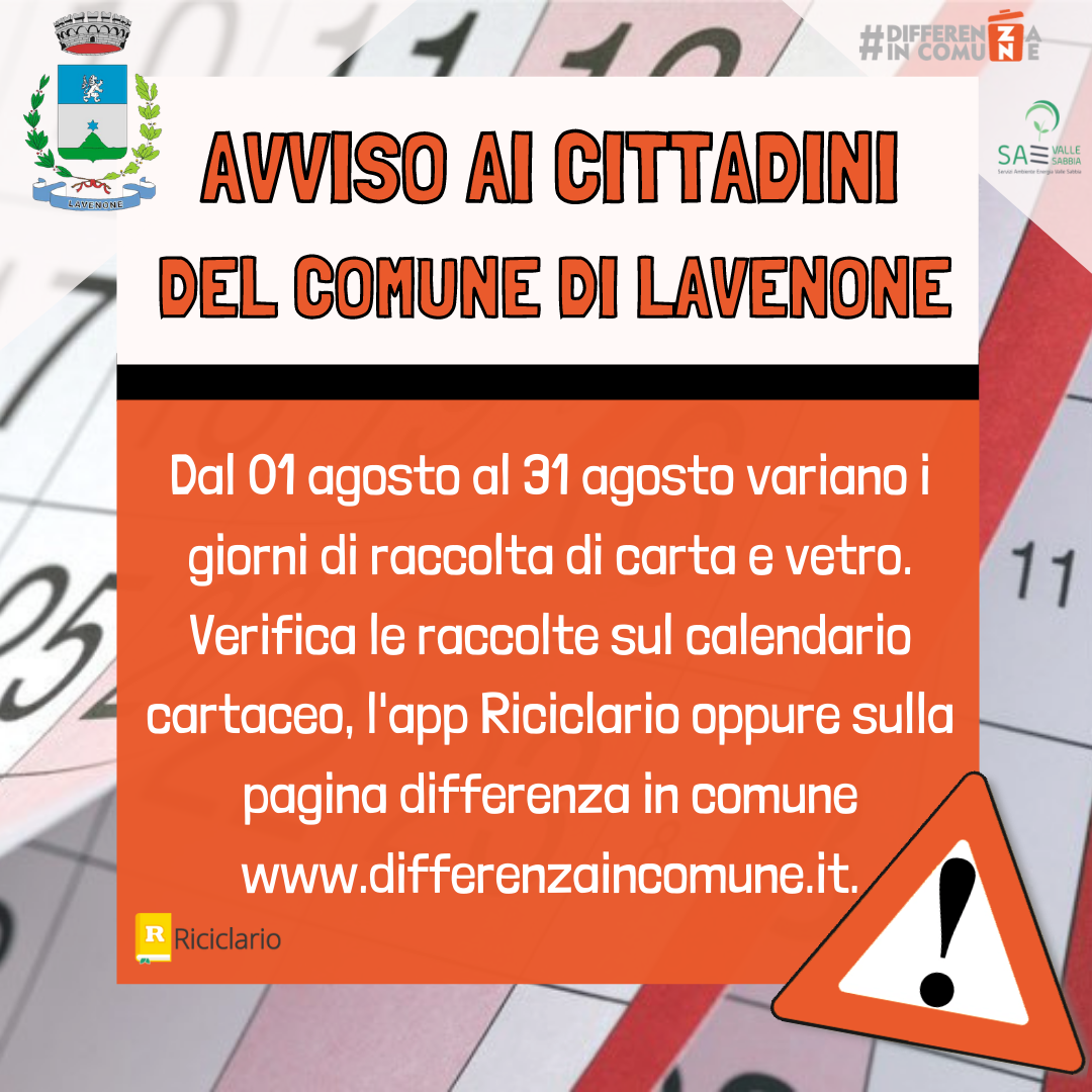 Cambio raccolta Lavenone Agosto