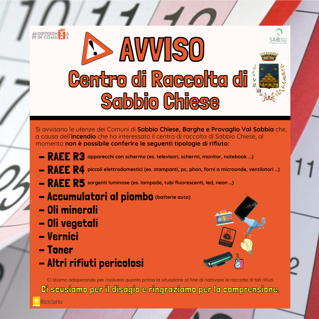 Avviso Comuni di Sabbio Chiese, Barghe e Provaglio Val Sabbia